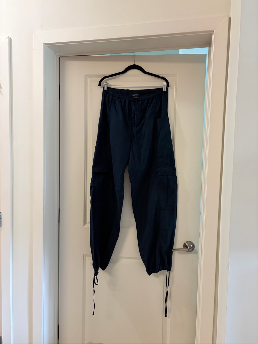 Casual Drawstring Cargo Pants - Navy